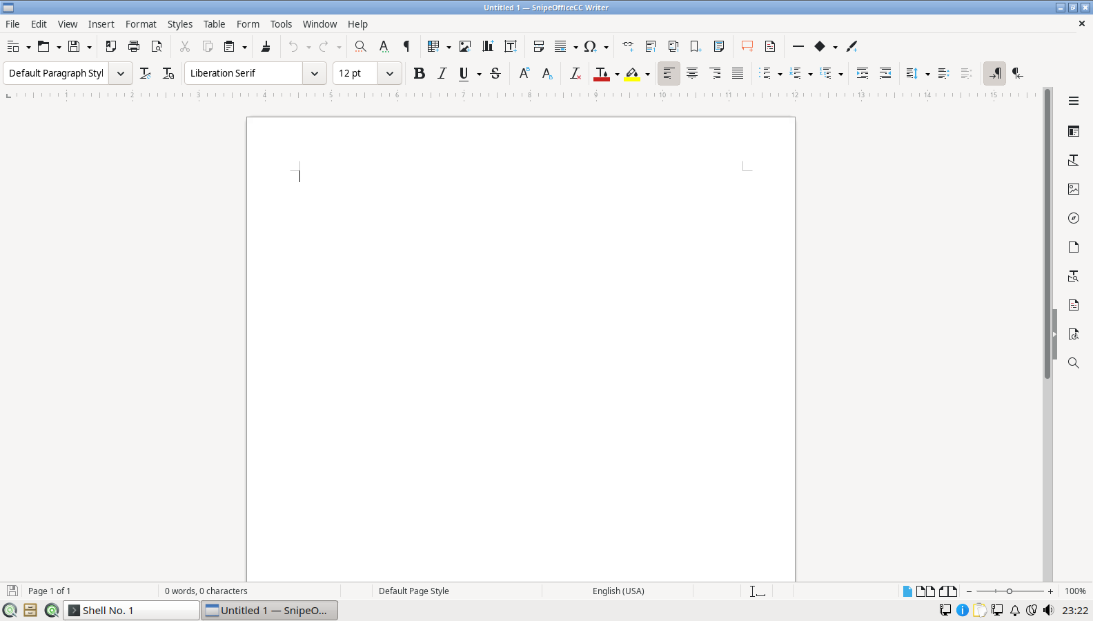Snipe Writer blank document