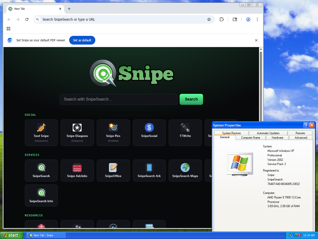 Snipe new tab on Windows XP SP3